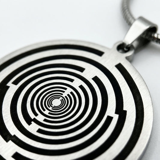 Runder Spiral-Anhänger mit Kette – Metall Halskette 60 cm