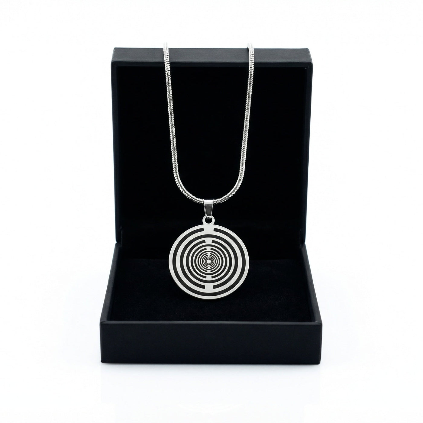 Runder Spiral-Anhänger mit Kette – Metall Halskette 60 cm