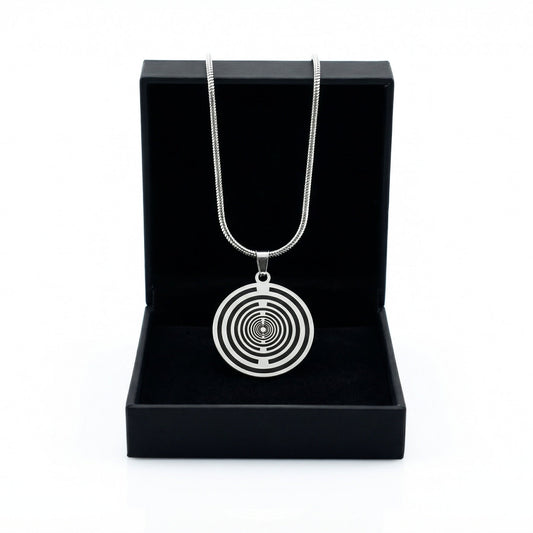Runder Spiral-Anhänger mit Kette – Metall Halskette 60 cm